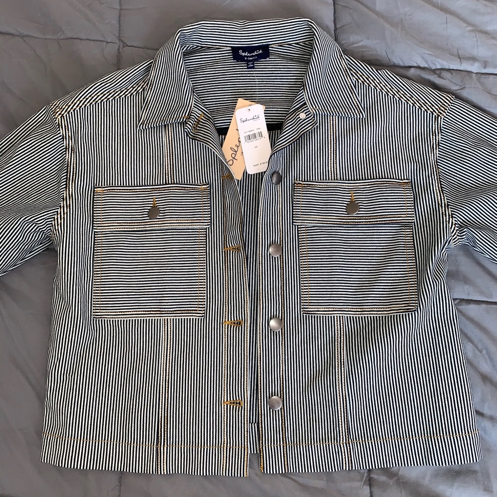Cropped pinstripe jacket